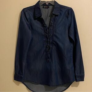 Rampage Denim Y2K Western Long Sleeve Tie Front Size M